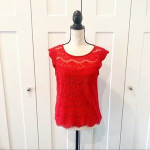 4/$8 Monteau Red Lace Blouse